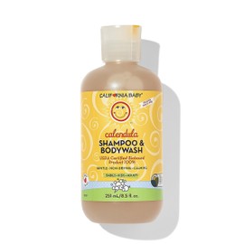 California Baby Calendula Baby Shampoo + Baby Wash | 100% Plant-Based | Soothing Lavender Body Wash Sensitive Skin | Hypoallergenic | 251 mL / 8.5 oz