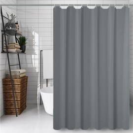 Hibate Grey (72x78 Inches) Fabric Shower Curtain Liners Hotel Quality Machine Washable Bath Bathroom w/12pcs Hooks