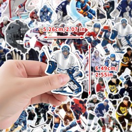 Ice Hockey Sports Stickers for Party Favors,50 PCS Ice Sports Cute Style Scrawl Stickers for Water Bottle Laptop Phone Luggage Guitar Bicycle,Waterproof Vinyl Stickers for Teens Girls Children