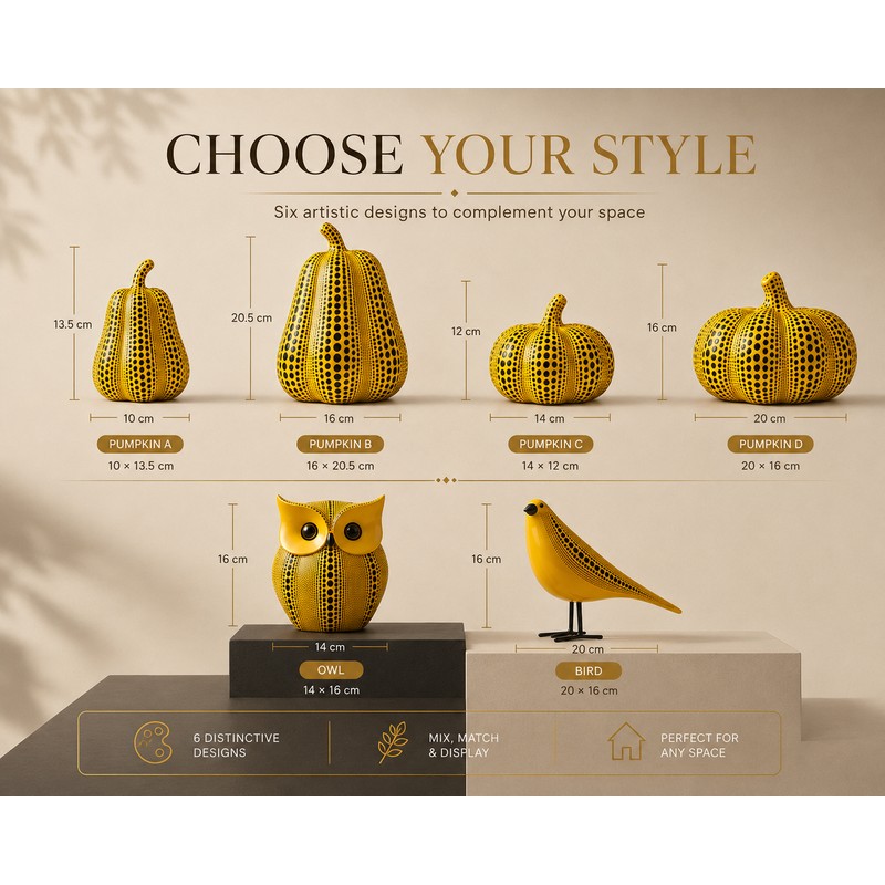 Funny Owl & Pumpkin Figurine Decorative Statue for Fall, Halloween