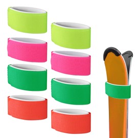 8pcs Ski Straps Fasteners, Adjustable Ski Wrap Straps Ski Bands Tapes Storage Ties with Protective Pad for Ski Boards Poles Winter Sports Accessories (Green, Yellow, Orange, Rose Red)