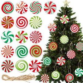16 pcs Christmas Decorations Candy Tree Ornaments - Colorful Candy Cane Lollipop Peppermint Hanging Christmas Ornaments for Christmas Tree Winter New Year Party Decor, Home Party Decorative Supplies