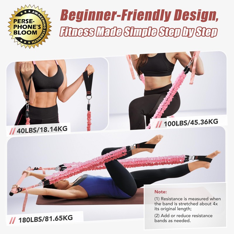 ALongSong Upgraded Pilates Bar Kit with Resistance Bands Fabric Wrapped