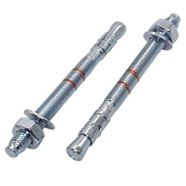 (Pack of 2 pcs) Wedge Anchors M10 x 120 mm, Metal Dowels, Through Bolt Masonry Fixing, Concrete Expansion Anchor (2, M10 x 120 mm)