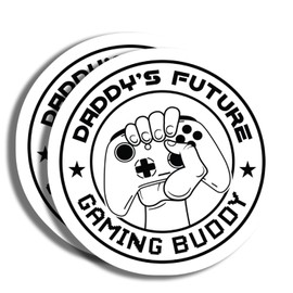 2-Pack Daddy's Future Gaming Buddy Stickers - Funny Dad Gamer Decal - Dad's Video Game Buddy Sticker “ 5-Inch - PLDFS08311