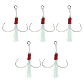 SG Store Pack of 5 Red Double Jigging Assist Hooks Saltwater Dancing Stinger Jigging Hooks for All Types of Jigging Vertical Jigging Bait Saltwater Jigging