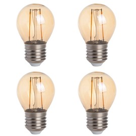 HERO-LED G16-DSGT-2W-WW22 Dimmable Gold Tint G16 E26/E27 2W Edison Style LED Vintage Antique Filament Bulb, 25W Equivalent, Ultra Warm White 2200K (Amber Glow), 4-Pack