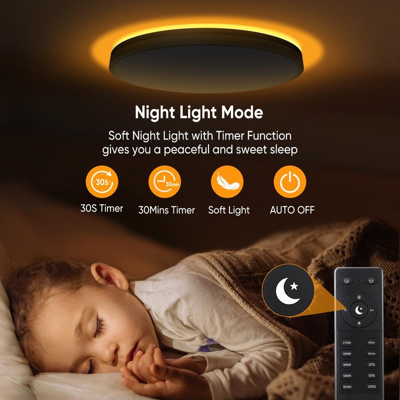 Lightania 15 Inch Flush Mount Ceiling Light with Remote Control