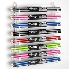 Facmogu Acrylic Drum Stick Holder, Drumstick Display Stand for 8 Pair of Sticks, Drumstick Organizer Holder for Display & Collector, Wands and Lightsabers, Wall Mounted Stick Holder for Decor (Clear)