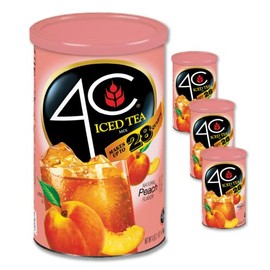 4C Powdered Drink Mix Cannisters, Peach Tea 3 Pack, 28 Quarts, Family Sized Cannister, Thirst Quenching & Refreshing Flavors
