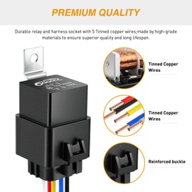 GOOACC 6 Pack Waterproof Heavy Duty 12 AWG Tinned Copper Wires 5PIN SPDT Bosch Style 12V Automotive Relay and Harness Set,2 Year Warranty