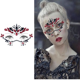 6 Stk Glitzer Gesicht Strasssteine, Glitzersteine Gesicht Festival Outfit, leuchtende Temporäre Tattoo-Aufkleber, Festival Edelsteine Temporären Tattoos, Glitzer-Aufkleber, Tränen, Strass für Party