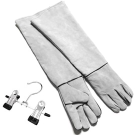 TAKES Pet Gloves, Anti-Biting, Scratching, For Dogs, Cats, Nail Clippers, For Reptiles, Cowhide Leather, Long, 23.6 inches (60 cm), Includes Mini Hanger