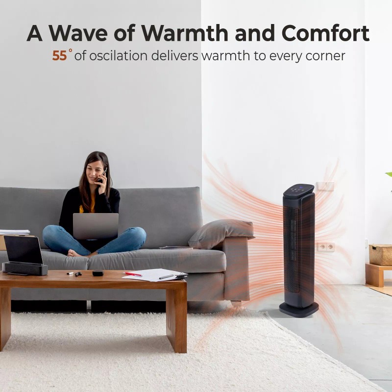 Comfort Zone 30" Oscillating Tower Space Heater with Remote Control