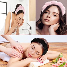 Stirnband Haarband,Schwamm Stirnband Armband Sets Make-up Stirnbänder für Frauen Mädchen Hautpflege Entfernung Spa Yoga Sport Dusche Kopfband Frottee Handtuch Stoff Haarband (Rosa)
