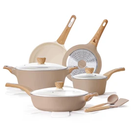 SENSARTE Ceramic Pots and Pans Set Nonstick, Kitchen Cookware Sets, 14-Piece Induction Cookware, Non-toxic Healthy Non Stick Cooking Set, with Frying Pans Set, PFAS PTFE PFOA PFOS Free