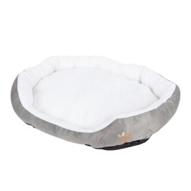 Resulzon Pets Dog Cats Puppy Kitten Washable Nest Mat Pad Soft Fleece Bed Cute Paw Print Comfortable with Anti-Slip Waterproof Bottom, Grey