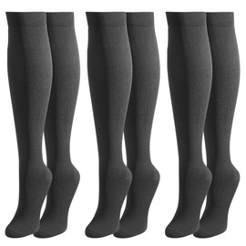 3 Pairs of Medical Compression Stockings for Men and Women - Support Stockings for Varicose Veins, Edema & Thrombosis for Flight/Travel/Sports/Cycling/Pregnancy, 3x Black, L - XL