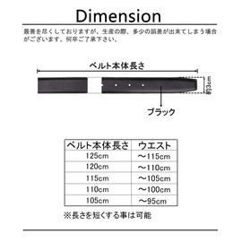 BIGHAS Men's Belt, 1.2 inches (3.0 cm), Pin Type, Business Buckle, Genuine Leather, Suit Belt, Adjustable Size, Casual, Large Size, solid black