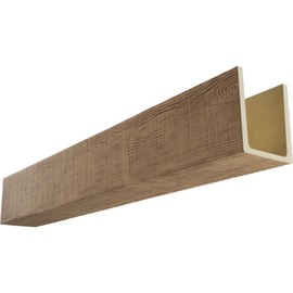 Ekena Millwork 5 1/2"W x 5 1/2"H x 96"L 3-Sided (U-Beam) Rustic Sawn HeritageTimber Faux Wood Ceiling Beam, Warm Caramel