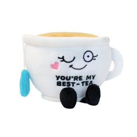 Punchkins You're My Best-Tea Teacup Bestie Plushie - Funny Pun Meme Gag Gift, Stocking Stuffer Present, Great for Emotional Support, Fun Desk Accessory