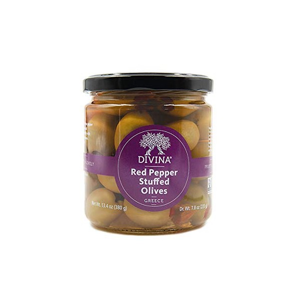 Divina Sweet Pepper Stuffed Olives, 7.8 Oz.