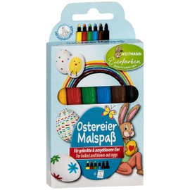 Heitmann Eierfarben - Easter Egg Colouring Fun - 6 Colouring Pens in Yellow, Red, Green, Blue, Brown and Black + Colouring Book