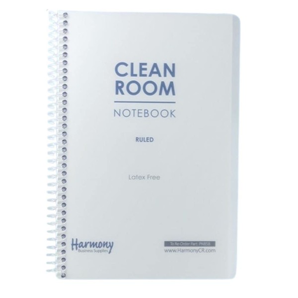 HARMONY Cleanroom Note Book, College Ruled, Side Spiral, Latex-Free, 28#, 8.5" x 11", 100 pages