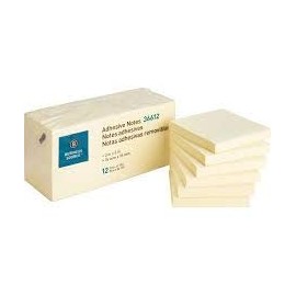 Business Source Yellow Repositionable Adhesive Notes, 3" x 3" (36612) (2 Dozen - 24 Pads)