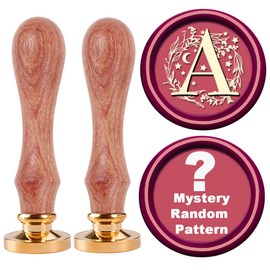 Wax Seal Stamp, 2pcs Wax Stamps Set STAMPMASTER Initial Alphabet A Wax Stamp add a Mystery Random Pattern Sealing Wax Stamp for Christmas Thanksgiving Envelope Gift Wrap Letter Wax Seal Kit-Letter A