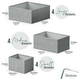 Drawer Organizer Clothes Set of 12 Grey - Dresser Organizer For Nursery, Bedroom, Closet - The Perfect Baby Clothes Organizer and Storage & General Nursery Organization or Dresser Drawer Organizers