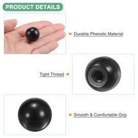 M METERXITY 5 Pack Screwed Ball Knobs M6 Female Thread 20mm Diameter Thermoset Ball Knob for Lathe, Machine, Lawn Mower Round Phenolic Lever Handle [Black]