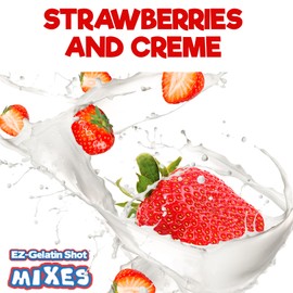 Strawberries & Creme Jello Shot Mix 6.78 oz - Premium Gluten-Free Jello Mix for Tasty Jello Shots - Easy to Make EZ Gelatin Powder Mix for Jello Shots - Adult New Year and Holiday Party Supplies