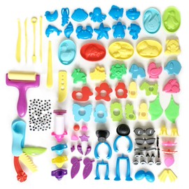 DOITEM Kneading Tool Dough Plasticine Tools, Dough Accessories Shapes Animals and Shapes Expression 136 Pieces