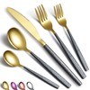 20 Pieces Silverware Set Shiny Gold Head Coating With Black