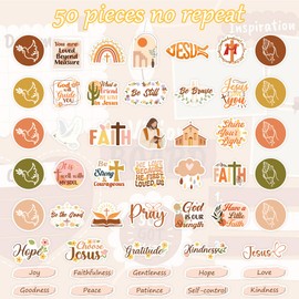 50PCS Christian Motivational Scrapbook Stickers, Bible Verse Faith Based Inspirational Journal Laptop Water Bottle Vision Board Sticker Decals, Christian Gifts