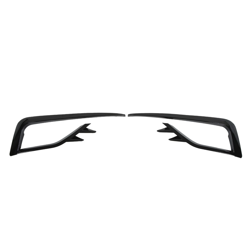 Pair Front Fog Light Lamp Eyebrow Trim Glossy Black for