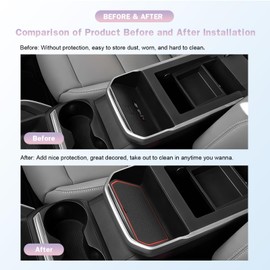 LUWU for 2025 2026 GMC Terrain Accessories - for 2025 2026 GMC Terrain Elevation/AT4/Denali Door Slot Mats Cup Holder Inserts Center Console Liners Mats Red-Trim - 15 PCS/Sets