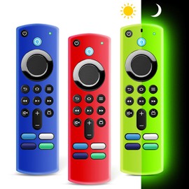 (3 Pack) ONEBOM Firestick Remote Cover 3rd Gen with Alexa Voice Remote 4K,Fire TV Stick Case Glow in The Dark,Anti Slip Shockproof Silicone Protective Case with Lanyard(Glow Green&Blue&Red)