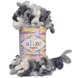 Alize Puffy Color Baby Blanket Yarn Lot of 4skn 400gr 39.3 yds 100% Micropolyester Soft Yarn Hand Knitting Yarn (5925)