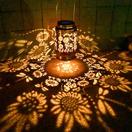 Dragonfly Solar Outdoor Lantern, Waterproof Hanging Solar Lights for Outside, Garden Decor Gifts for Women Mom Grandma, Metal Sunflower Light Decorative Yard, Patio, Lawn, Porch