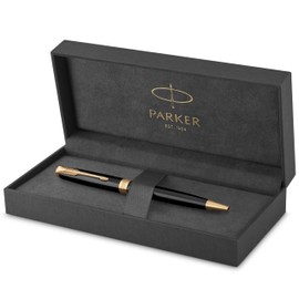 Parker Sonnet Ballpoint Pen | Black Lacquer with Gold Trim | Medium Point Black Ink | Gift Box