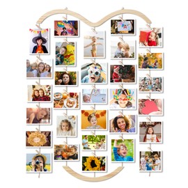MOVEONSTEP Multi Picture Frames for Wall with 30 Clips, Hanging Photo Display, Greeting Card Holder Photo Display Board for Living Room, Bedroom, Home Decor