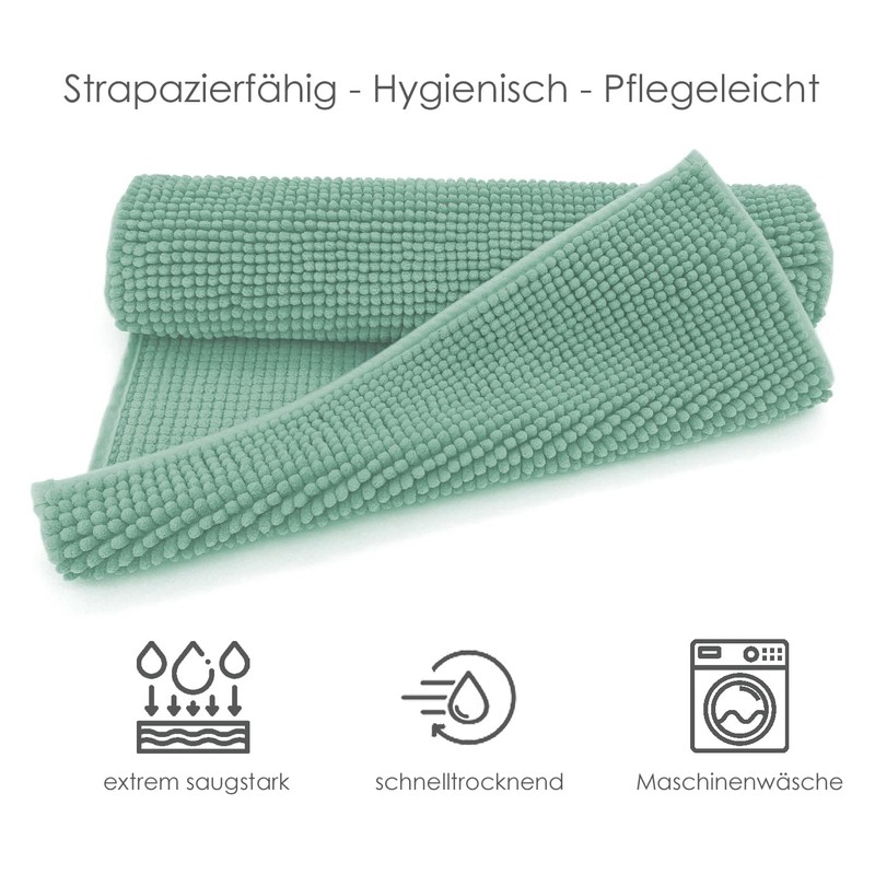heimtexland ® Chenille Bath Mat Super Fluffy Absorbent Bath Mat