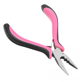 3 Holes Hair Extension Pliers Mini Plier for Micro Nano Ring Hair Extensions opener and Removal Tool, Pink