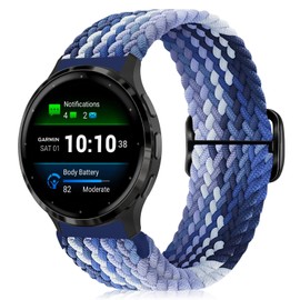 MokaZii 18mm Band for Garmin Venu 3S / Garmin Forerunner 265S / Forerunner 255S / Forerunner 255S Music Replacement Band Braided Band Replacement Strap Adjustable Nylon Elastic Flexible Compatible