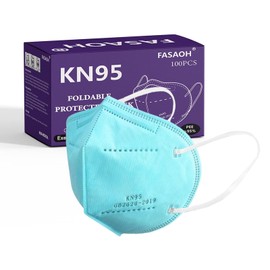 FASAOH KN95 Face Masks 100 PCS, 5-Ply KN95 Blue Masks,Breathable Protection Masks, Individually Wrapped, Cup Dust Safety Mask