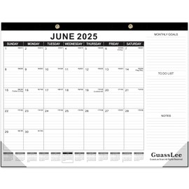 GuassLee Large Desk Calendar 2025,22" x 17" Desktop Wall Calendar 19 Months Planner Runs from Jun. 2025 to Dec. 2026 with Julian Date To-do & Notes Monthly Goals for School Home Office
