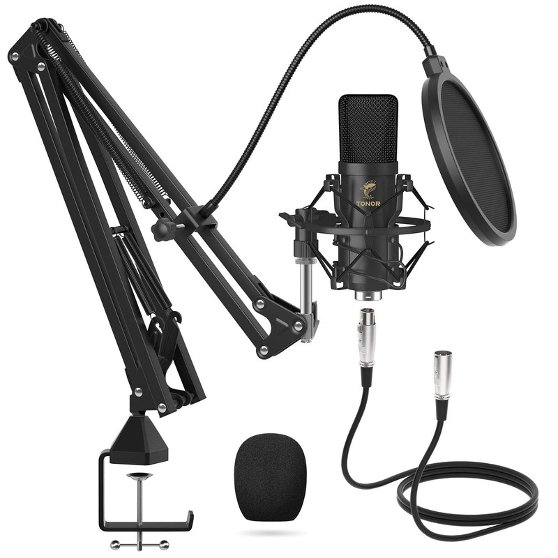 TONOR XLR, Micrófono Condensador, Kit de micrófono cardioide Profesional con
