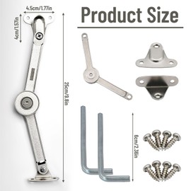 2 Pieces Soft Close Folding Hinge Zinc Alloy Lid Support Hinges with Screws and Allen Key Hinges for Cabinet Doors Wardrobe Opening Angle 75°/90°/110°